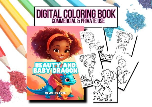 Beauty and Baby Dragon Coloring Book